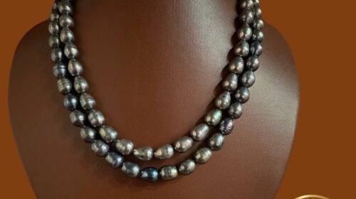 Black Pearl Necklace (Double Line)