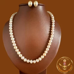 pink colour real pearl necklace