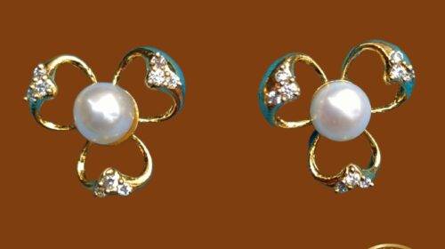 Pearl Stud Earrings (AD Stone)