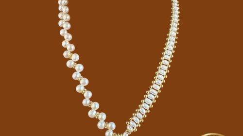 Zig Zag Pearl Necklace (Jeko Beads)