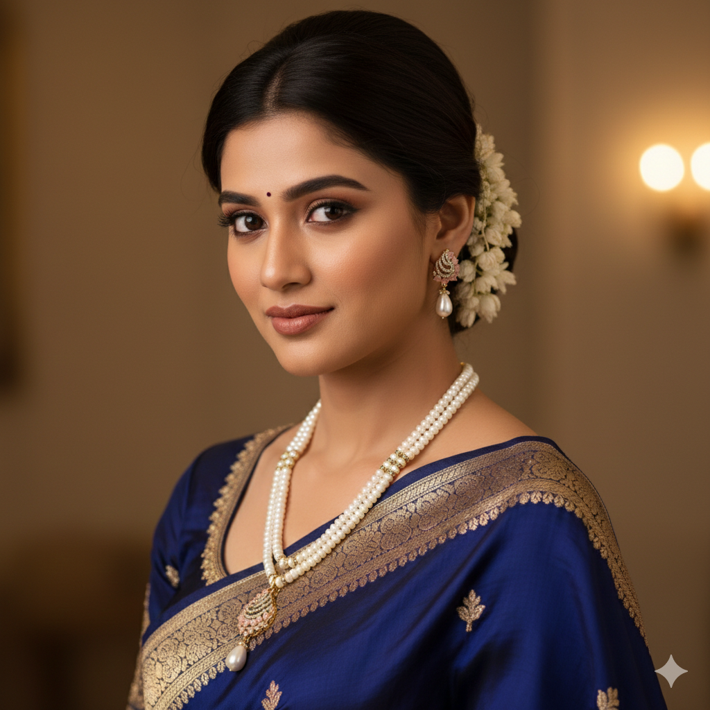 Cz Stone & Pendant Pearl Necklace Set