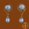 Hanging Pearl Stud With Small Stone