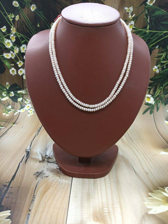 Two line pink pearl necklace