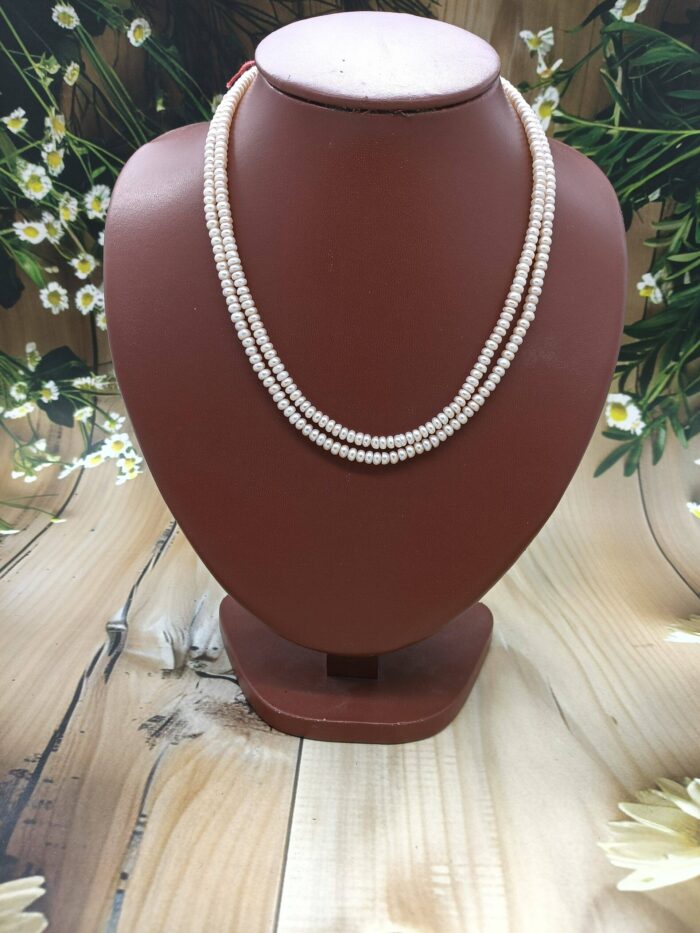 Two line pink pearl necklace
