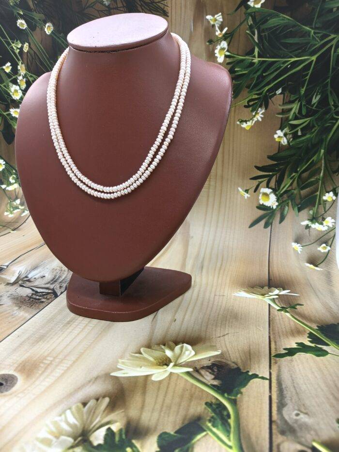 Simple Two Line Pink Pearl Necklace | Laxminarayan Pearls - Image 3