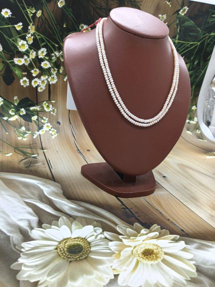 Simple Two Line Pink Pearl Necklace | Laxminarayan Pearls - Image 2