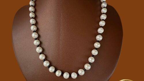 Pearl With Onyx Stone Necklace