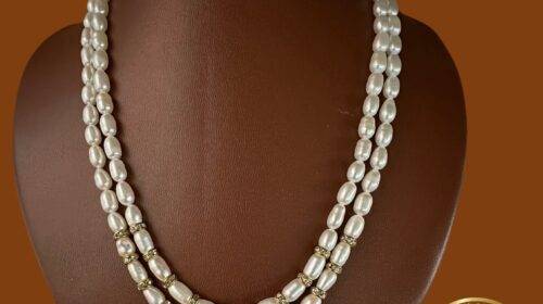 Pearl With Stone Necklace (Two Row)