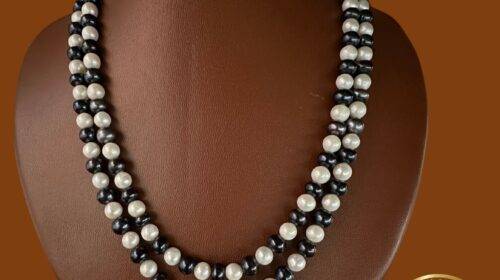 Two Line Black & White Pearl Set