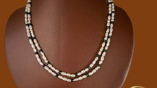 Two Line Stone Pearl Set