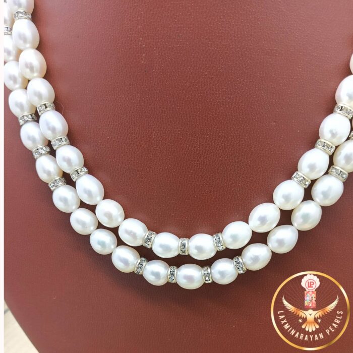 Natural Two Line Silver Chakri Pearl Necklace | Laxminarayan Pearls - Image 4