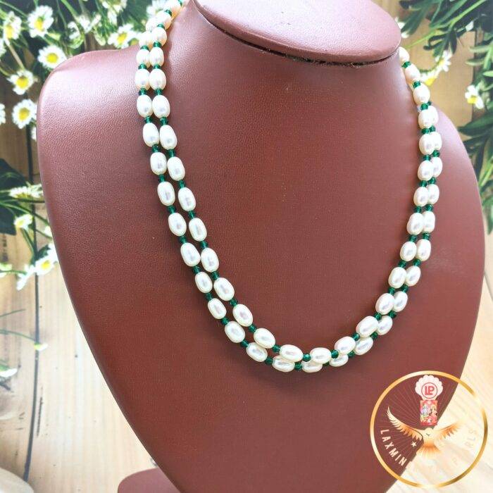 Timeless Green & White Pearl Necklace | Laxminarayana Pearls - Image 2