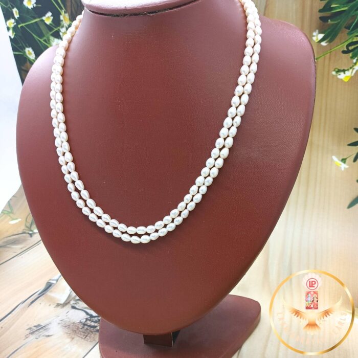 Elegant Oval Pink Pearls Double Layered Necklace | Laxminarayan Pearls - Image 2