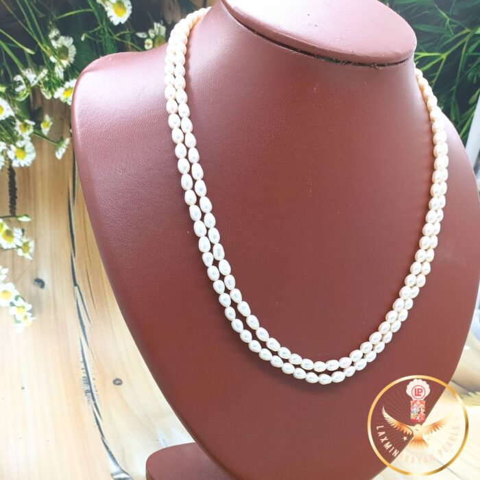 Elegant Oval Pink Pearls Double Layered Necklace | Laxminarayan Pearls - Image 3