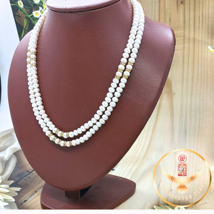 Round Pearl Necklace With Gold Chakri | Laxminarayan Pearls - Image 2