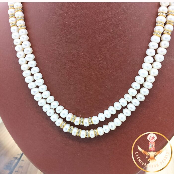 Round Pearl Necklace With Gold Chakri | Laxminarayan Pearls - Image 4