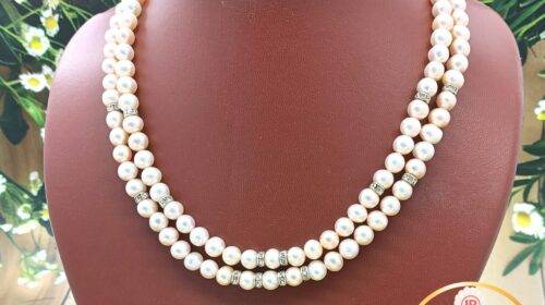 Rare Two Line Pink Pearl Necklace With Chakri | Laxminarayan Pearls