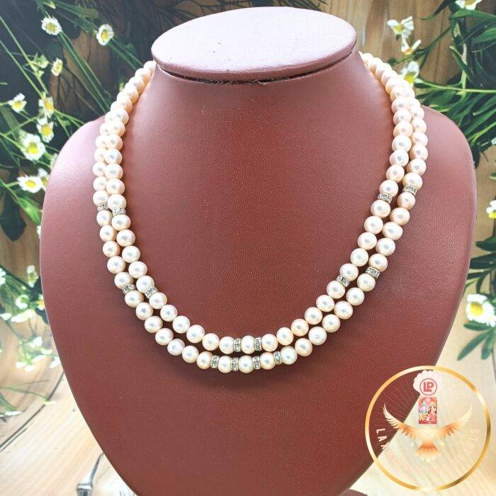 pink pearl necklace with chakri