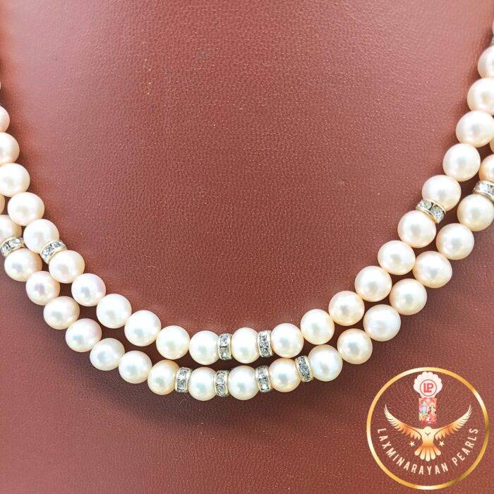 Rare Two Line Pink Pearl Necklace With Chakri | Laxminarayan Pearls - Image 4
