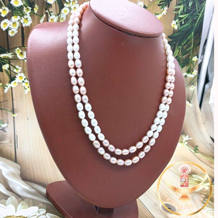 Radiant  white and Pink Pearl Necklace | Laxminarayan Pearls - Image 2