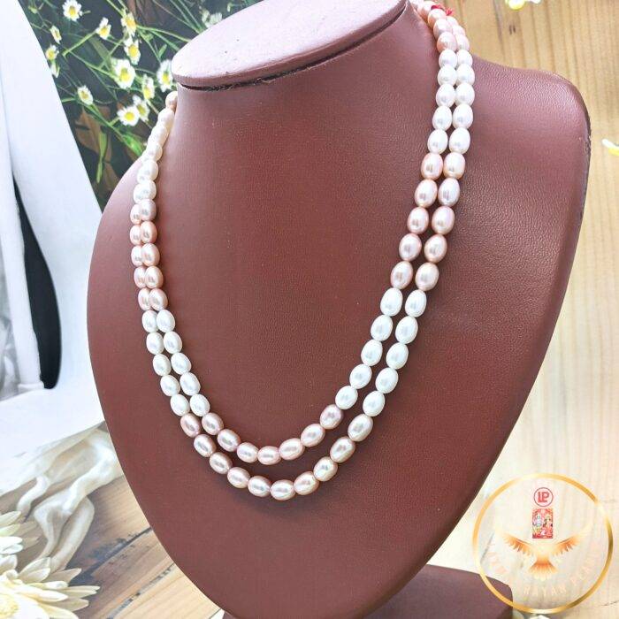 Radiant  white and Pink Pearl Necklace | Laxminarayan Pearls - Image 3