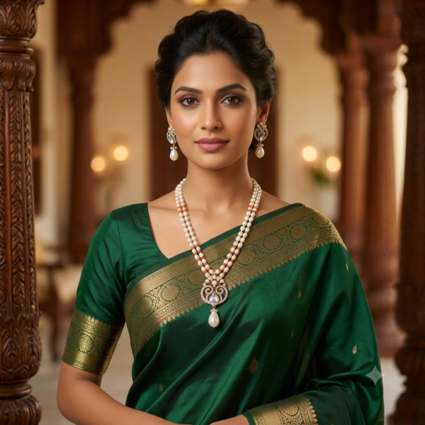 Two layer Pearl Necklace Set with Pendant