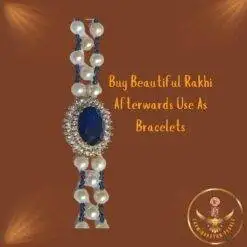 Rakhi special Real Pearl With Semi Blue Sapphire