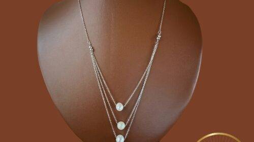 Three Layer Silver Chain Pearl Set