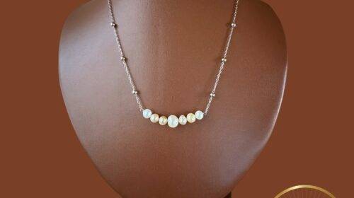 Single Layer Beautiful Silver Chain Pearl Set