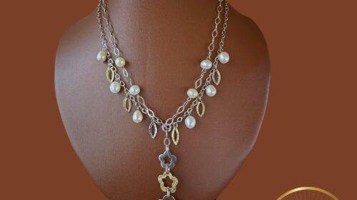 Two Layer Elegant Silver Pearl Set