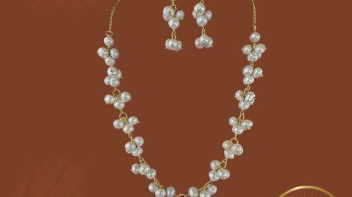 Pearl Taar Mala With Hanging Earrings