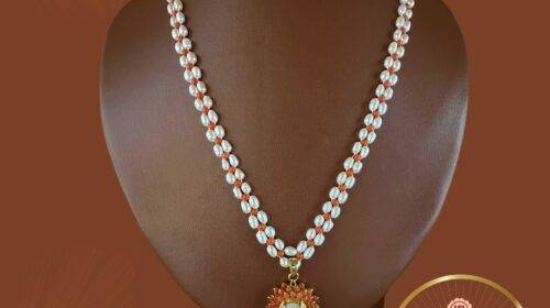 Stunning Real Pearl Necklace With Coral Combination