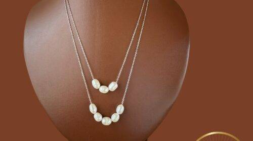 Best Two Layer Silver Chain Pearl Set