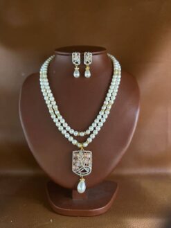 Two Line Pearl & Stone Necklace | Laxminarayan Pearls