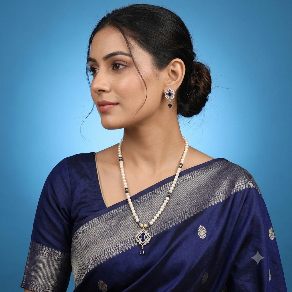 Single Line Pearl Necklace Set