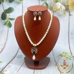Single Line Pearl Pendant Necklace Set | Laxminarayan Pearls