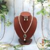 Green Pendant Pearl Necklace Set