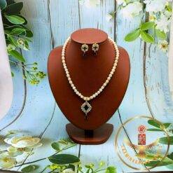 Elegant Single Row Blue pendant pearl necklace | Laxminarayan Pearls