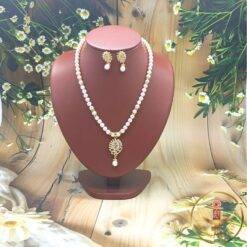 Glamorous Single Line Pendant Pearl Necklace set | Laxminarayan Pearls