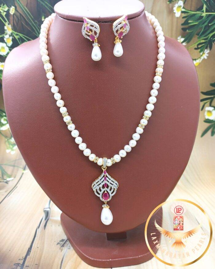 pink pearl Chakri necklace