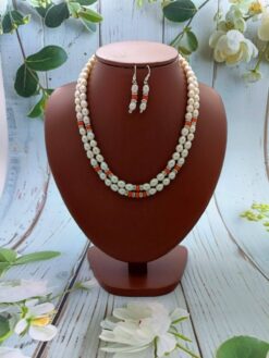 Pearl & Coral Combination Necklace Set