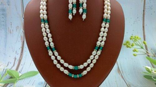 Two Row Pearl Necklace Set