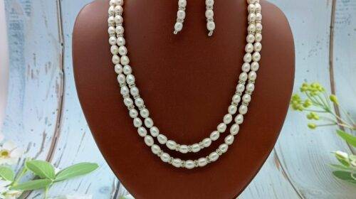 Double Line Pearl Necklace Set
