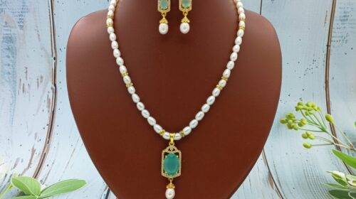 Single Row Pearl With Stone Pendent | Laxminarayan Pearls
