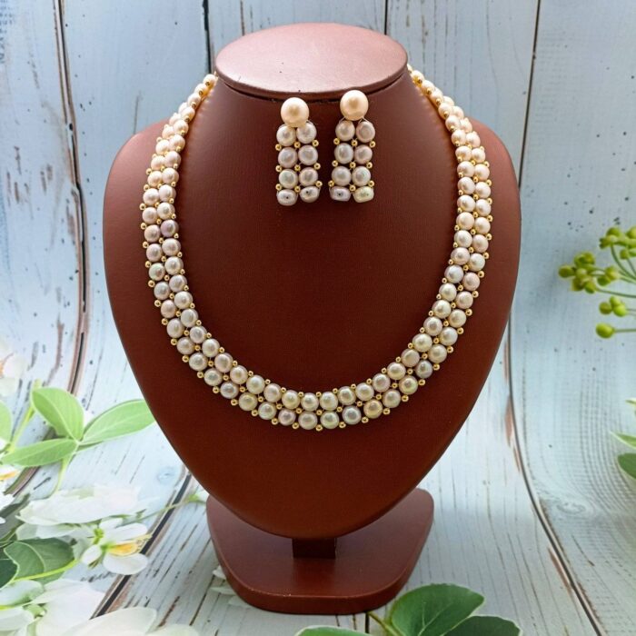 Button pearls necklace sets