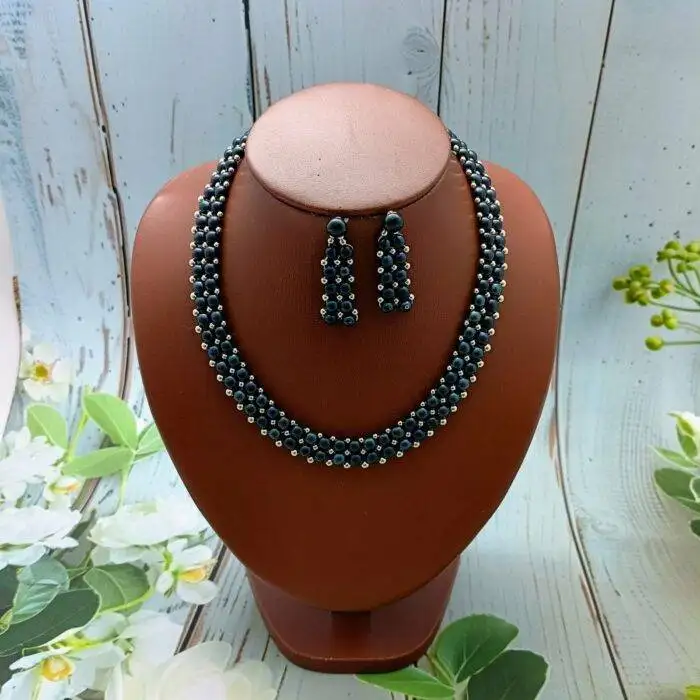 Black Button Pearl Necklace