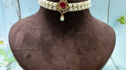 Button Pearl Choker Set I
