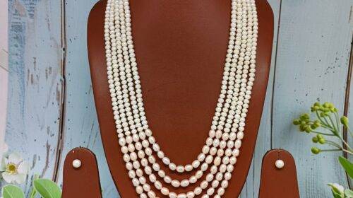 Pink And White Pearl Combination Long Necklace