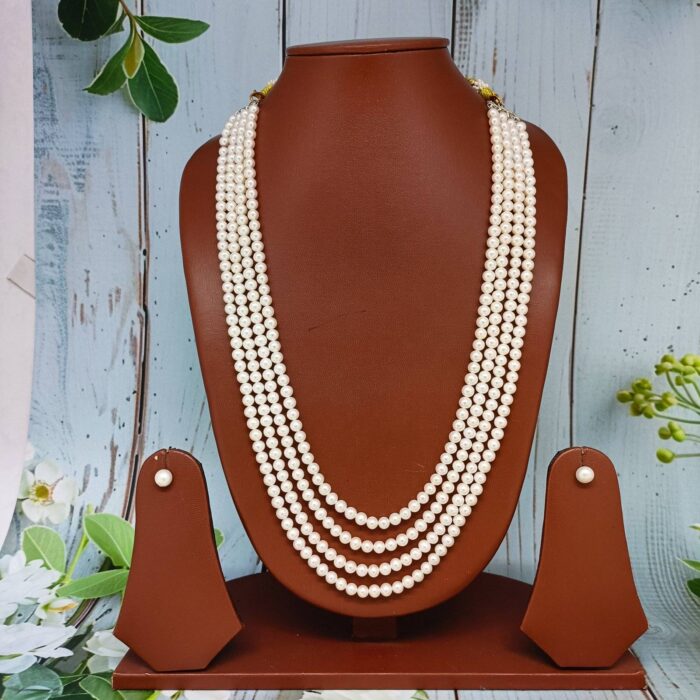 White Round Pearl Long Necklace