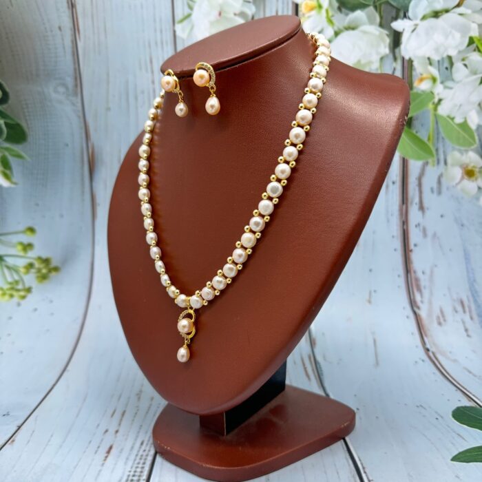 Button Pearl Necklace Set | Laxminarayan pearls - Image 2